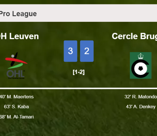 OH Leuven beats Cercle Brugge after recovering from a 1-2 deficit