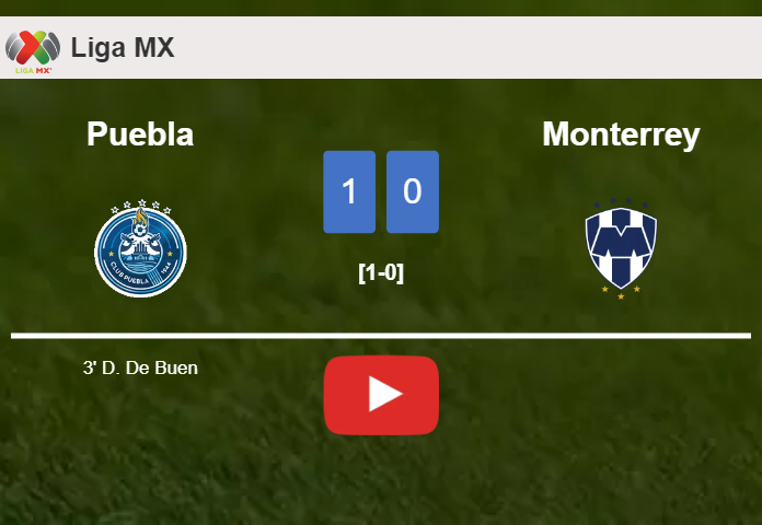 Puebla tops Monterrey 1-0 with a goal scored by D. De. HIGHLIGHTS