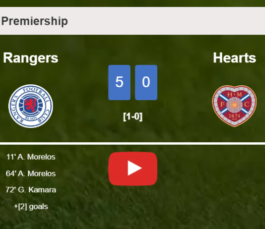 Rangers destroys Hearts 5-0 with a superb match. HIGHLIGHTS