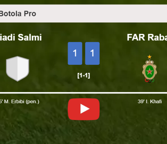 Riadi Salmi and FAR Rabat draw 1-1 on Saturday. HIGHLIGHTS