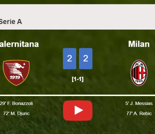 Salernitana and Milan draw 2-2 on Saturday. HIGHLIGHTS