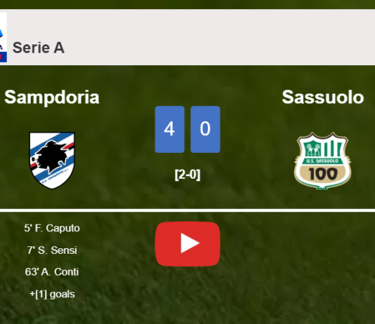Sampdoria crushes Sassuolo 4-0 with a great performance. HIGHLIGHTS