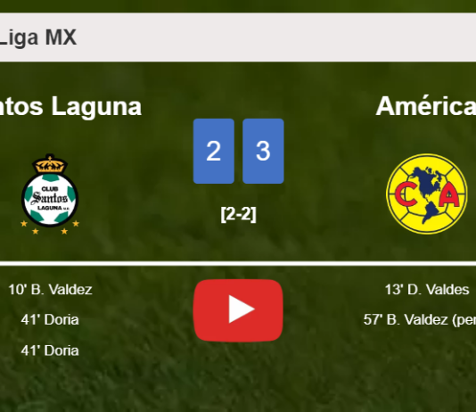 América conquers Santos Laguna after recovering from a 2-1 deficit. HIGHLIGHTS
