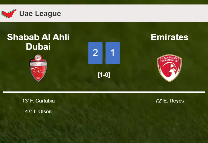 Shabab Al Ahli Dubai defeats Emirates 2-1