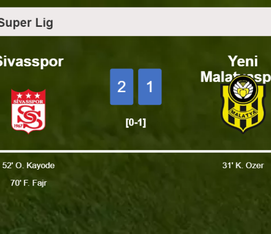 Sivasspor recovers a 0-1 deficit to top Yeni Malatyaspor 2-1