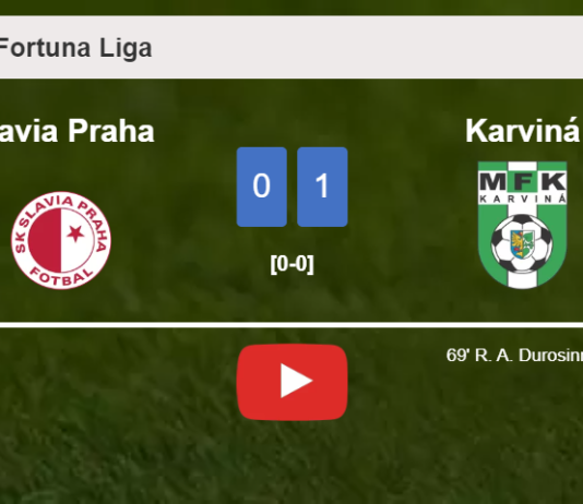 Karviná defeats Slavia Praha 1-0 with a goal scored by R. A.. HIGHLIGHTS