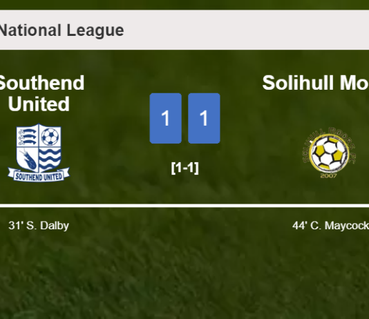Southend United and Solihull Moors draw 1-1 on Saturday