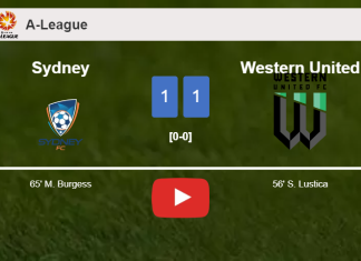 Sydney and Western United draw 1-1 on Saturday. HIGHLIGHTS