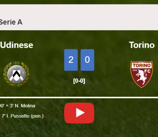 Udinese beats Torino 2-0 on Sunday. HIGHLIGHTS