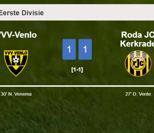 VVV-Venlo and Roda JC Kerkrade draw 1-1 on Sunday