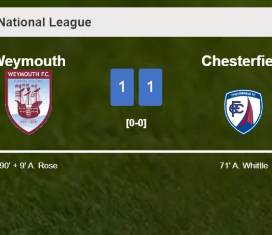 Weymouth seizes a draw against Chesterfield