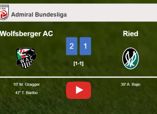 Wolfsberger AC tops Ried 2-1. HIGHLIGHTS