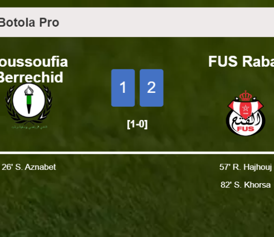 FUS Rabat recovers a 0-1 deficit to beat Youssoufia Berrechid 2-1