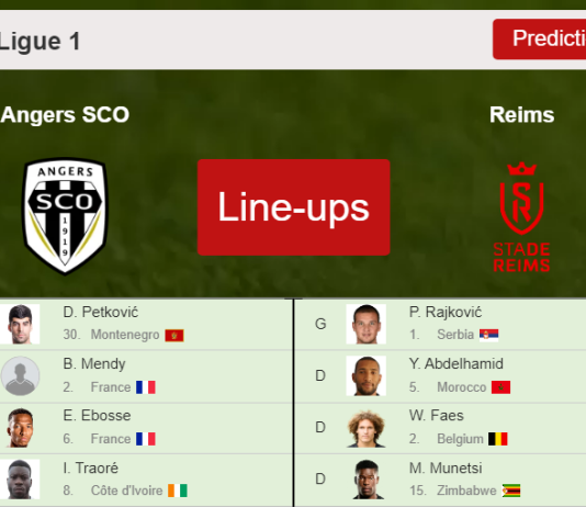 PREDICTED STARTING LINE UP: Angers SCO vs Reims - 13-03-2022 Ligue 1 - France