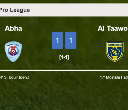 Abha and Al Taawon draw 1-1 on Saturday