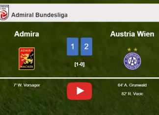 Austria Wien recovers a 0-1 deficit to overcome Admira 2-1. HIGHLIGHTS