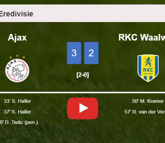 Ajax overcomes RKC Waalwijk 3-2. HIGHLIGHTS