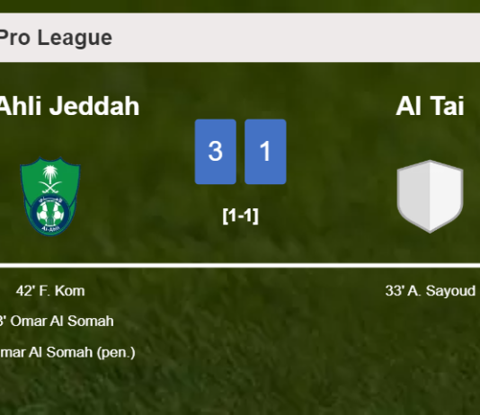 Al Ahli Jeddah prevails over Al Tai 3-1 after recovering from a 0-1 deficit