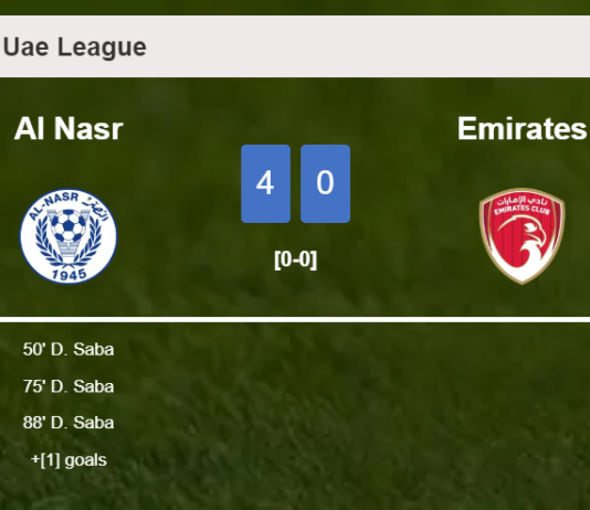 Al Nasr annihilates Emirates 4-0 with a superb match