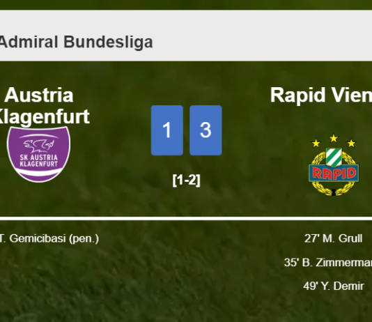 Rapid Vienna tops Austria Klagenfurt 3-1