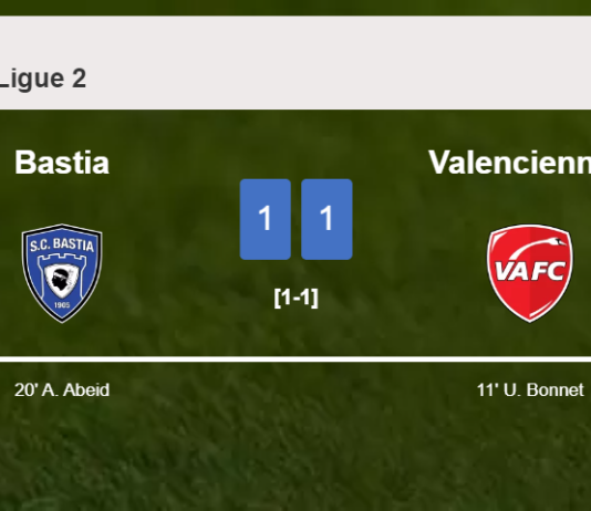 Bastia and Valenciennes draw 1-1 on Saturday
