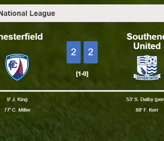 Chesterfield and Southend United draw 2-2 on Saturday
