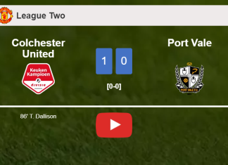 Colchester United prevails over Port Vale 1-0 with a late goal scored by T. Dallison. HIGHLIGHTS