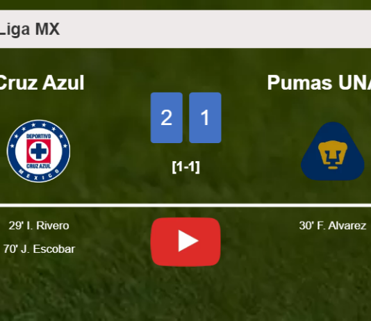 Cruz Azul prevails over Pumas UNAM 2-1. HIGHLIGHTS