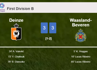 Deinze and Waasland-Beveren draws a crazy match 3-3 on Sunday