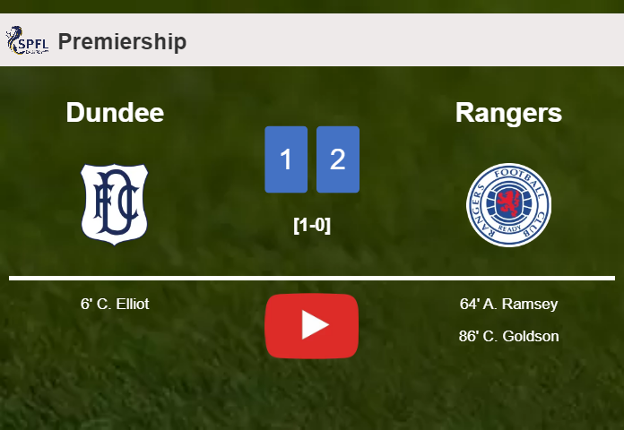 Rangers recovers a 0-1 deficit to best Dundee 2-1. HIGHLIGHTS