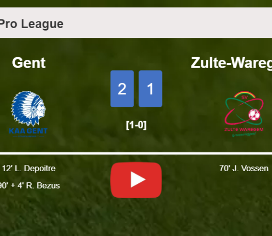 Gent steals a 2-1 win against Zulte-Waregem. HIGHLIGHTS