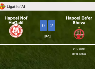 R. Safuri scores a double to give a 2-0 win to Hapoel Be'er Sheva over Hapoel Nof HaGalil
