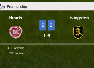 Hearts defeats Livingston 2-0 on Saturday