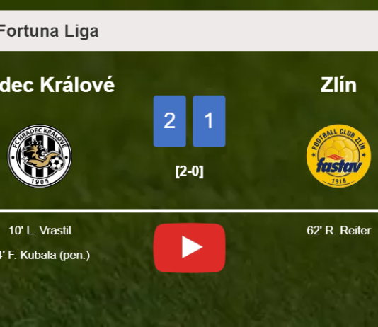 Hradec Králové defeats Zlín 2-1. HIGHLIGHTS