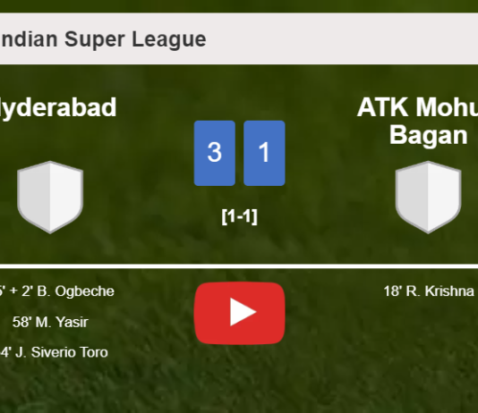 Hyderabad beats ATK Mohun Bagan 3-1 after recovering from a 0-1 deficit. HIGHLIGHTS