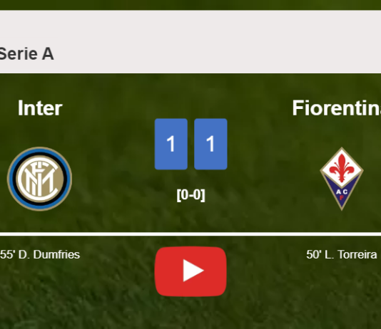 Inter and Fiorentina draw 1-1 on Saturday. HIGHLIGHTS