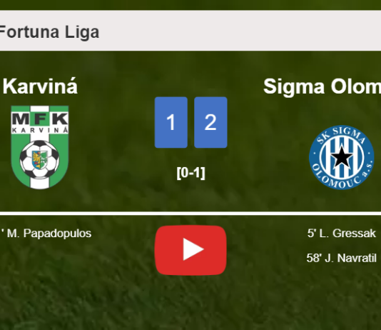 Sigma Olomouc defeats Karviná 2-1. HIGHLIGHTS