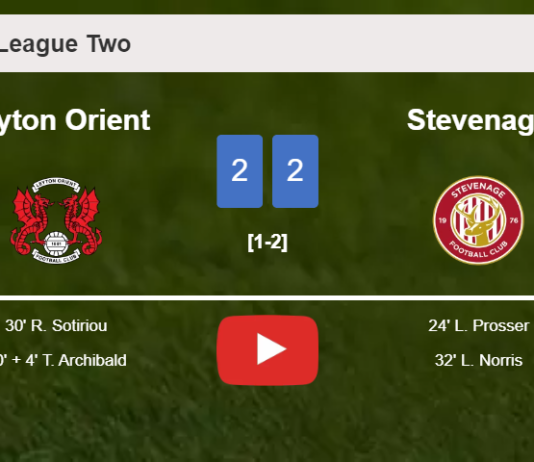 Leyton Orient and Stevenage draw 2-2 on Saturday. HIGHLIGHTS