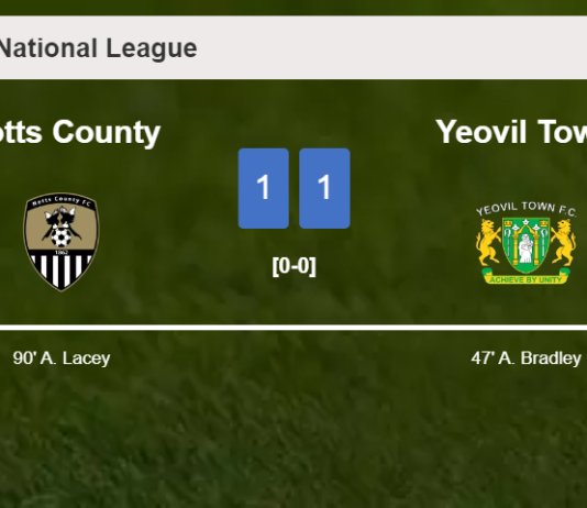Notts County clutches a draw against Yeovil Town