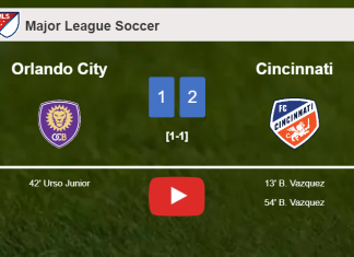 Cincinnati prevails over Orlando City 2-1 with B. Vazquez scoring 2 goals. HIGHLIGHTS