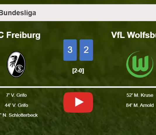 SC Freiburg prevails over VfL Wolfsburg 3-2. HIGHLIGHTS