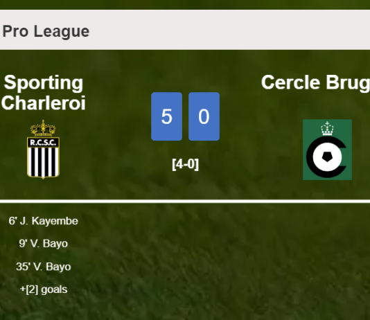 Sporting Charleroi demolishes Cercle Brugge 5-0 after playing a fantastic match
