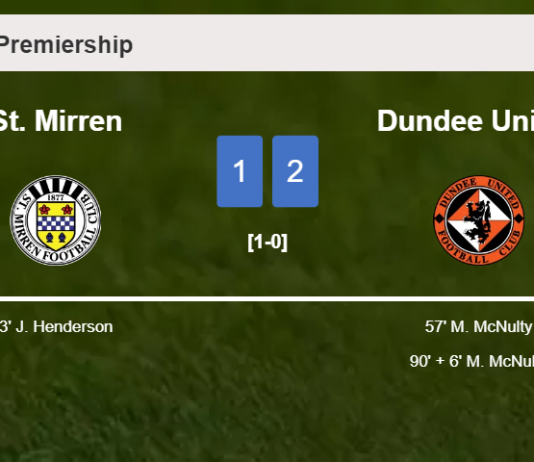 Dundee United recovers a 0-1 deficit to top St. Mirren 2-1 with M. McNulty scoring 2 goals