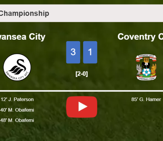 Swansea City overcomes Coventry City 3-1. HIGHLIGHTS
