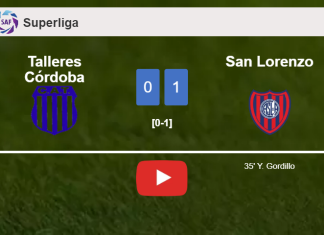 San Lorenzo tops Talleres Córdoba 1-0 with a goal scored by Y. Gordillo. HIGHLIGHTS