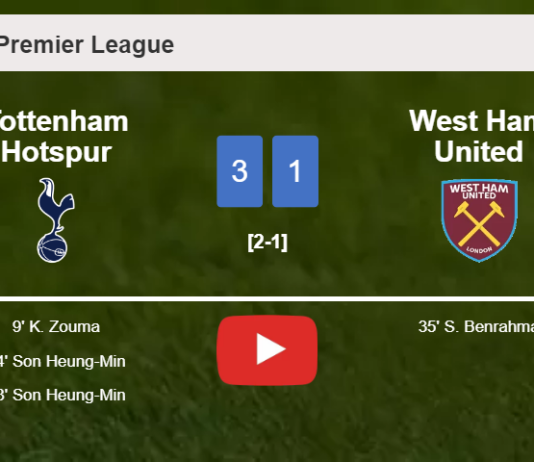 Tottenham Hotspur beats West Ham United 3-1. HIGHLIGHTS