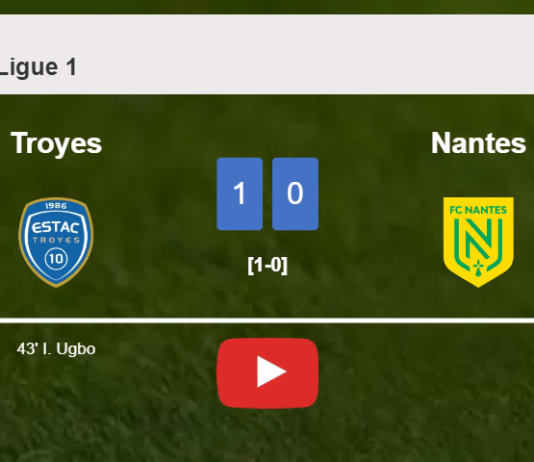 Troyes beats Nantes 1-0 with a goal scored by I. Ugbo. HIGHLIGHTS