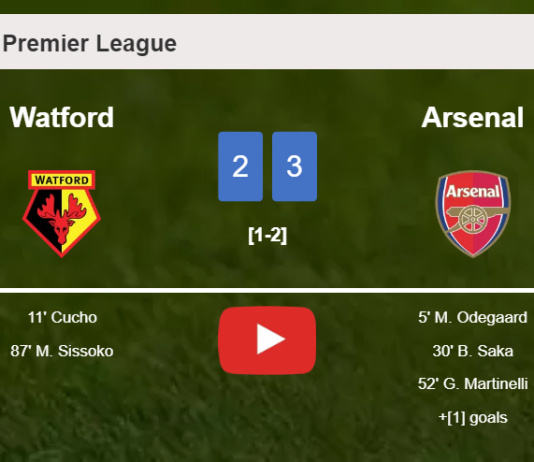 Arsenal conquers Watford 3-2. HIGHLIGHTS