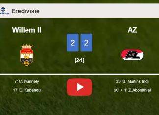 AZ manages to draw 2-2 with Willem II after recovering a 0-2 deficit. HIGHLIGHTS