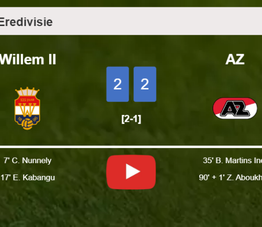 AZ manages to draw 2-2 with Willem II after recovering a 0-2 deficit. HIGHLIGHTS